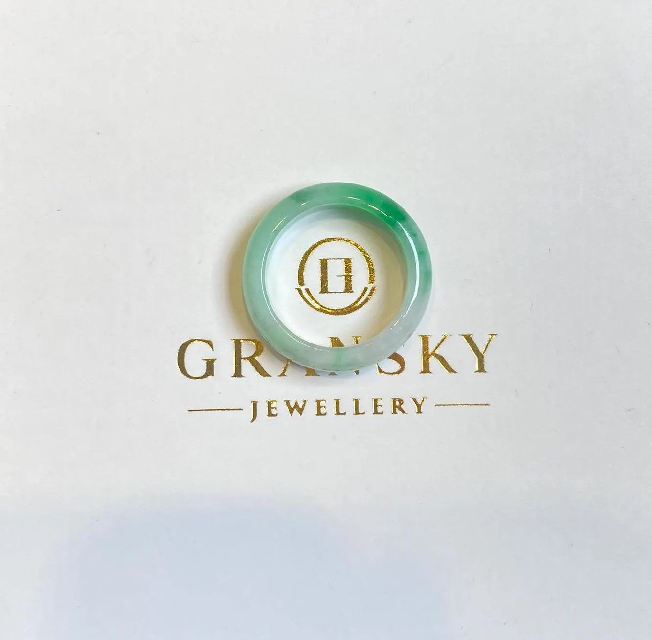 Gransky Untreated Smooth Green Band Jade Ring
