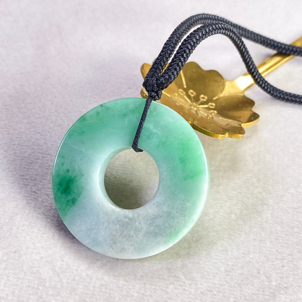 Gradient Green Type A Jadeite Donut Pendant