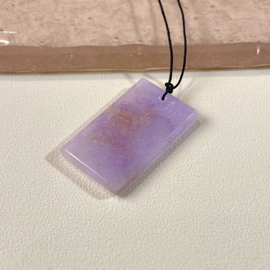 Gransky Natural Purple Jade Block Pendant Necklace