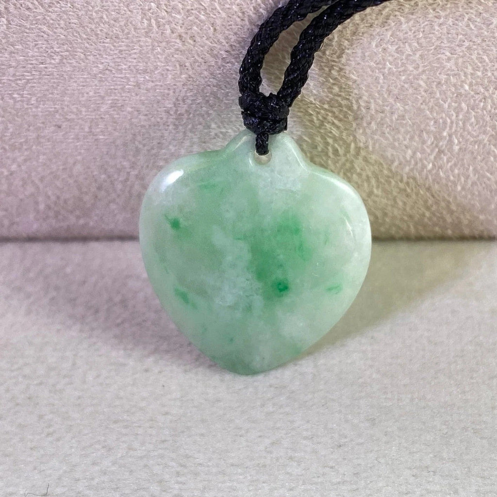 Dainty Heart Shape Green Jade Pendant Necklace