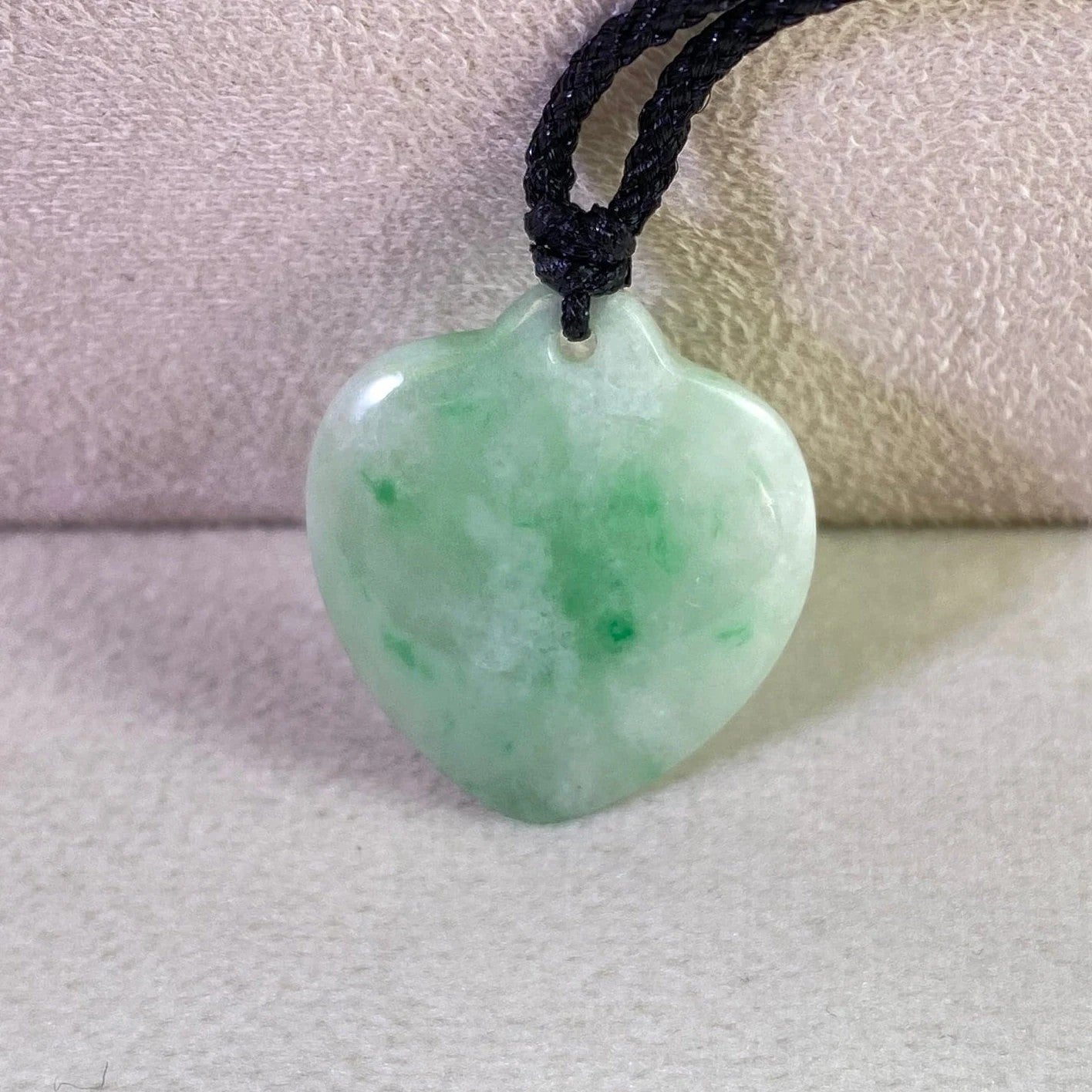 Dainty Heart Shape Green Jade Pendant Necklace