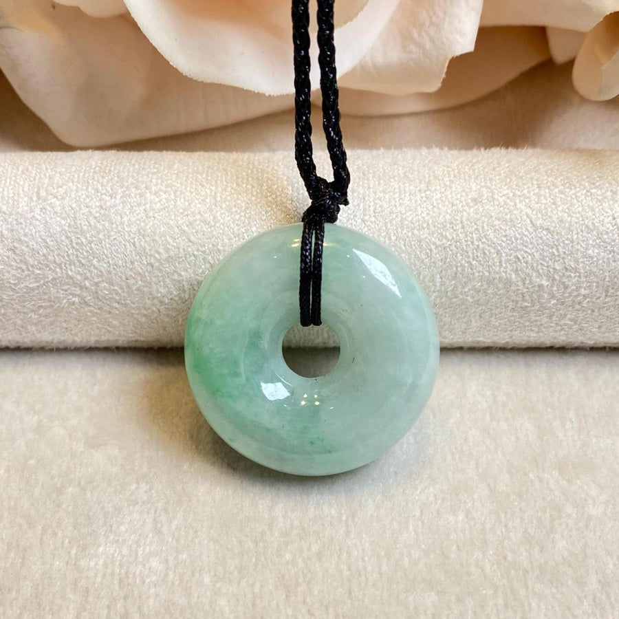 Gransky Green Jadeite Donut Pendant Necklace - Natural Grade A Burmese