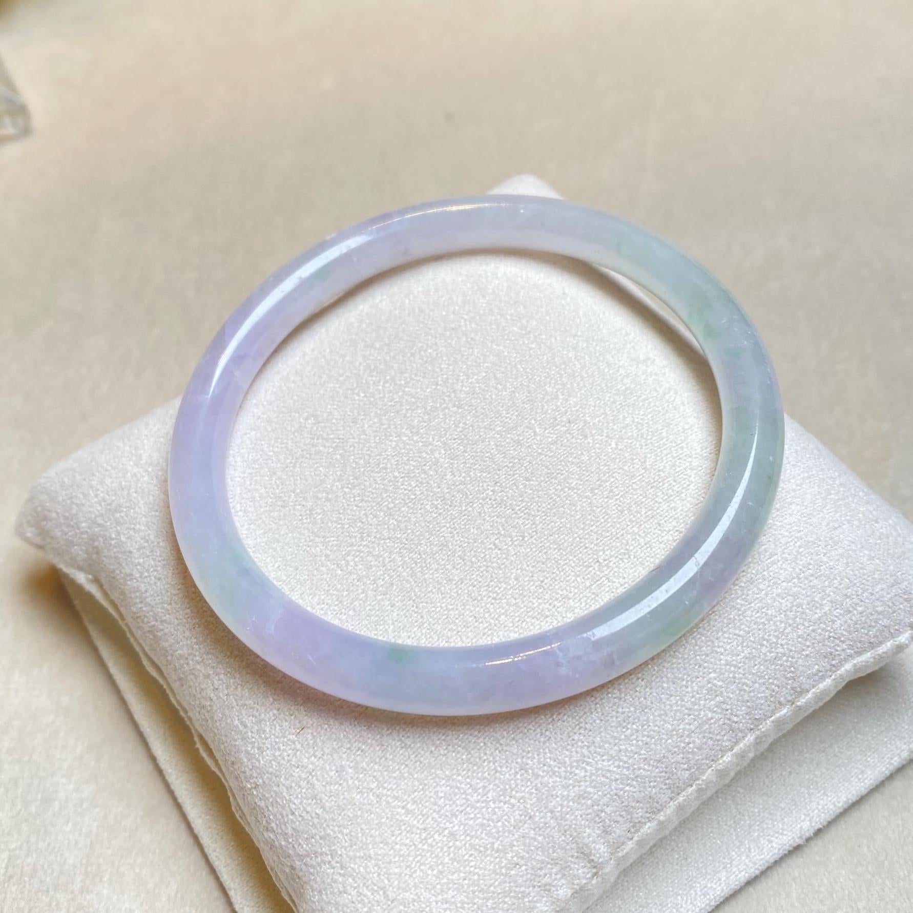 59.5mm Purple & Green Jadeite Bangle – Untreated Burmese Jadeite