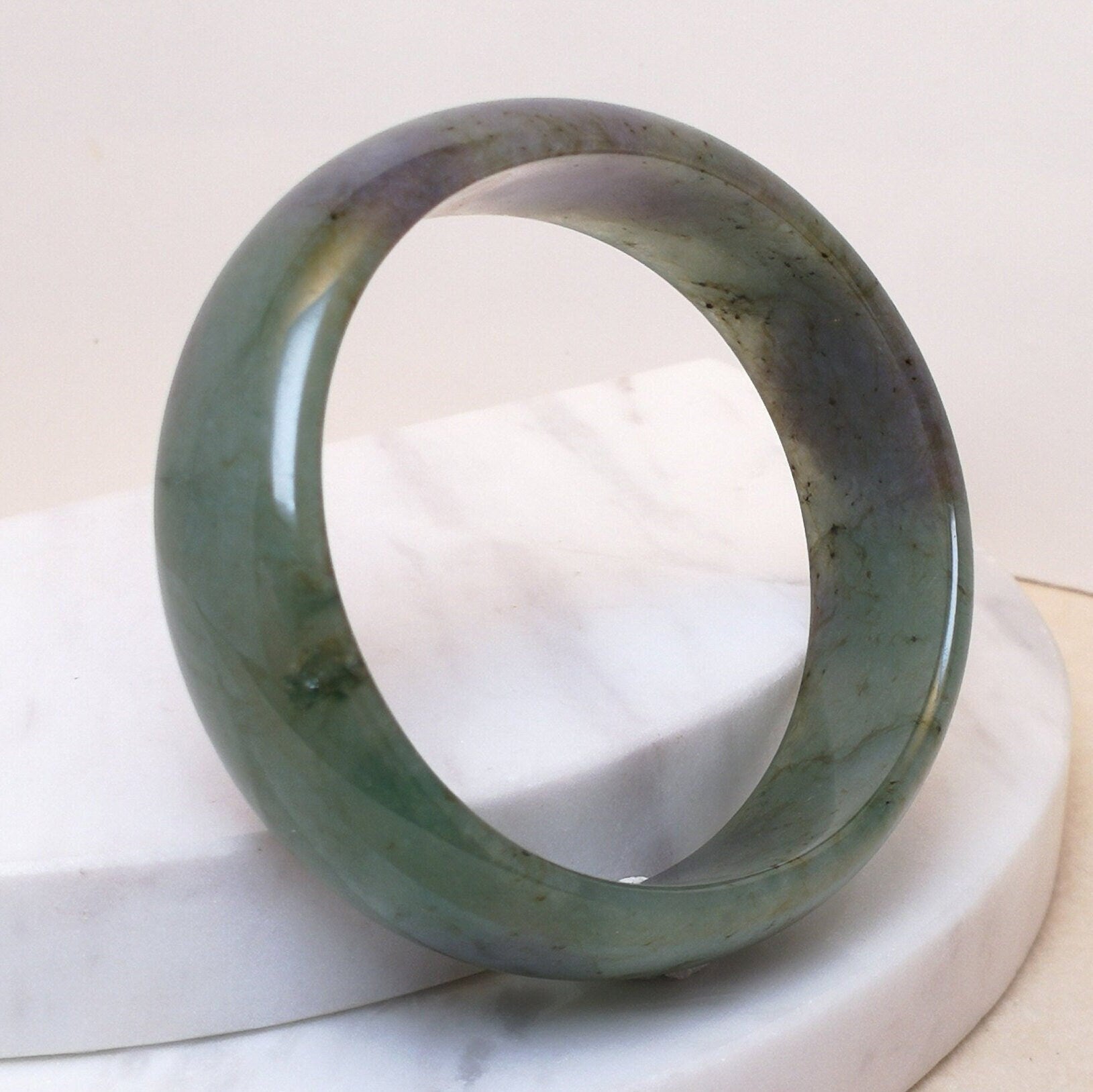 52.8mm Jadeite Real Jade Bangle Oval Shape - Type-A Natural Jade