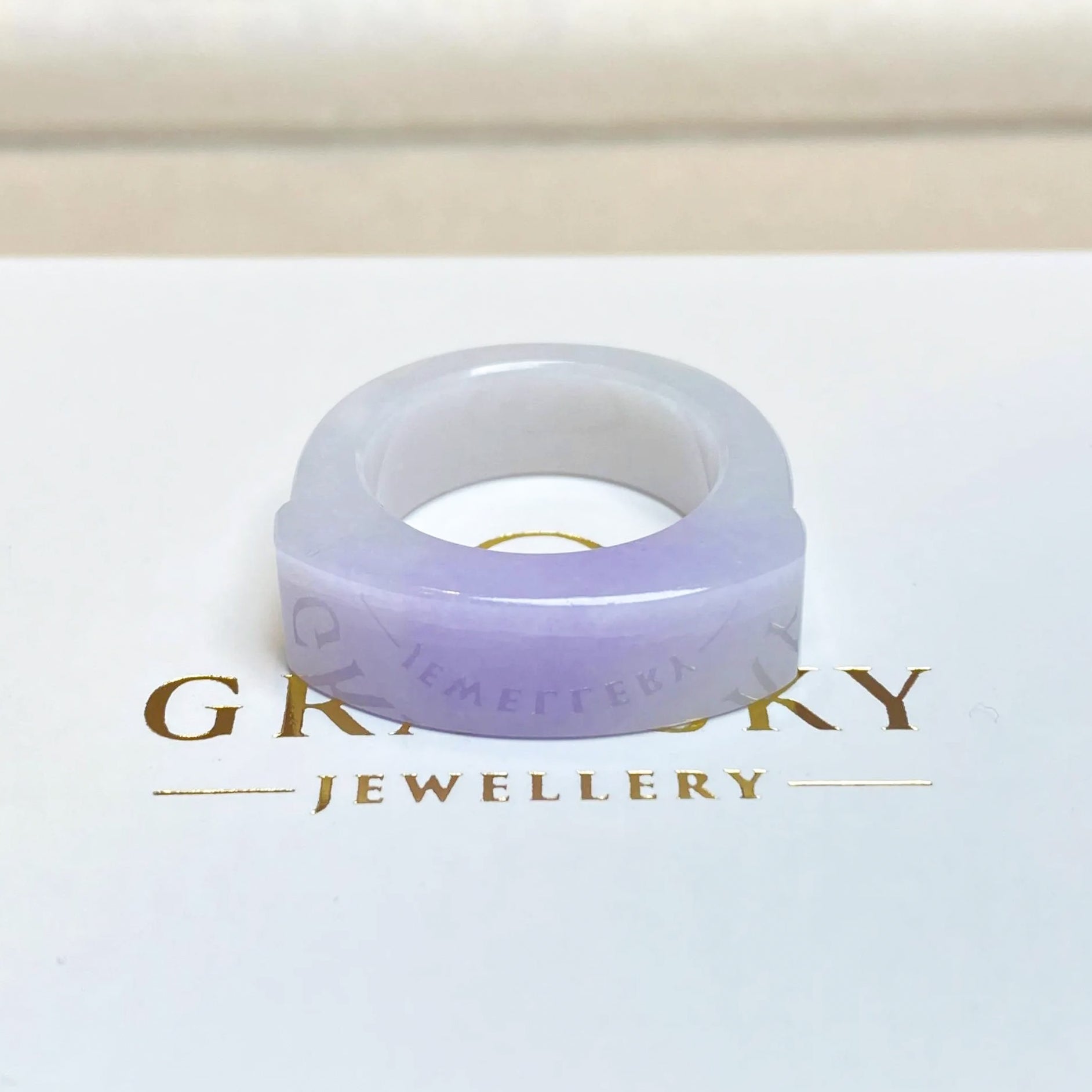US 9.25 Bright Purple Jade Saddle Ring – Smooth Color Transition, Handcrafted Luxury
