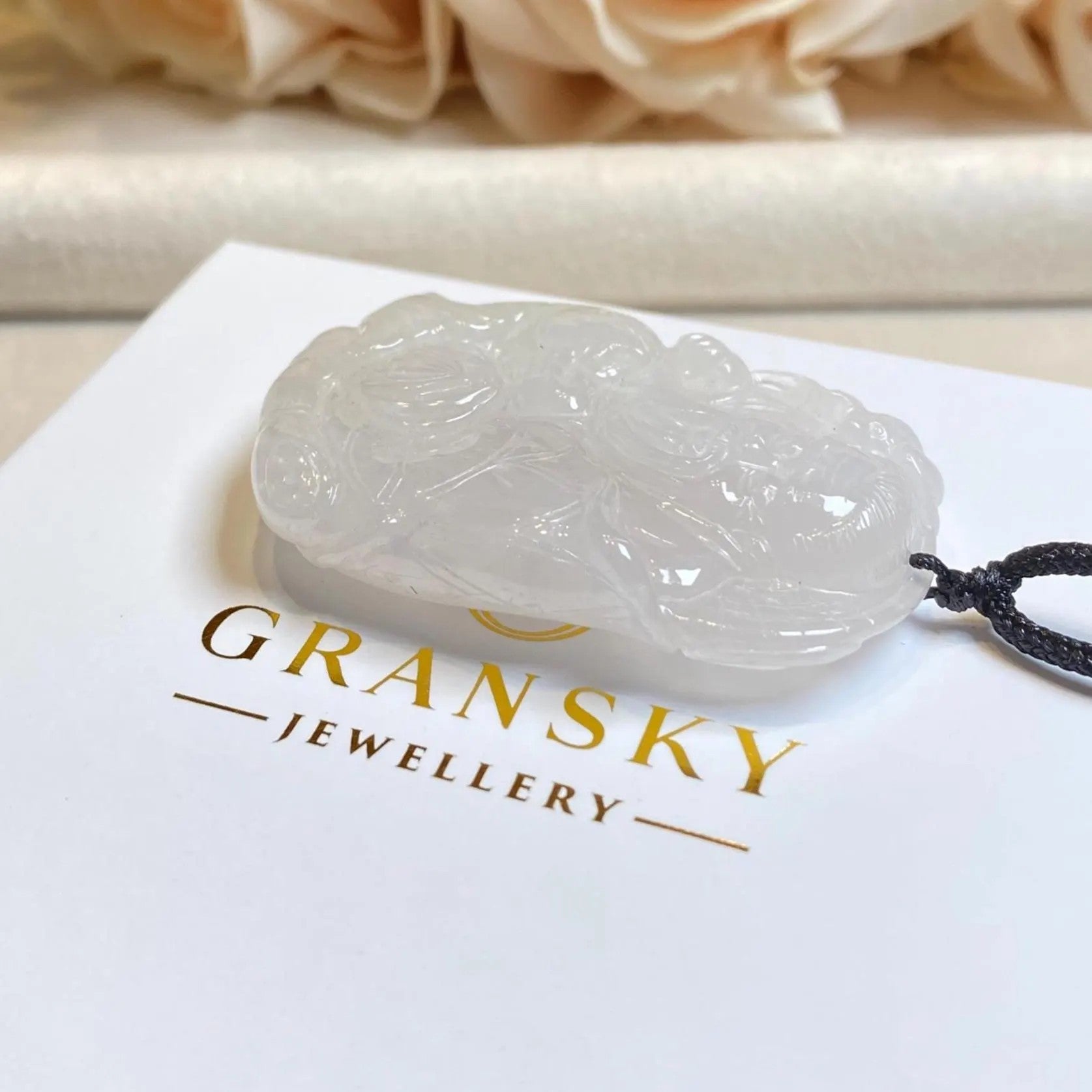 White Burmese Jadeite Shou Xing Pendant - God of Longevity Carving