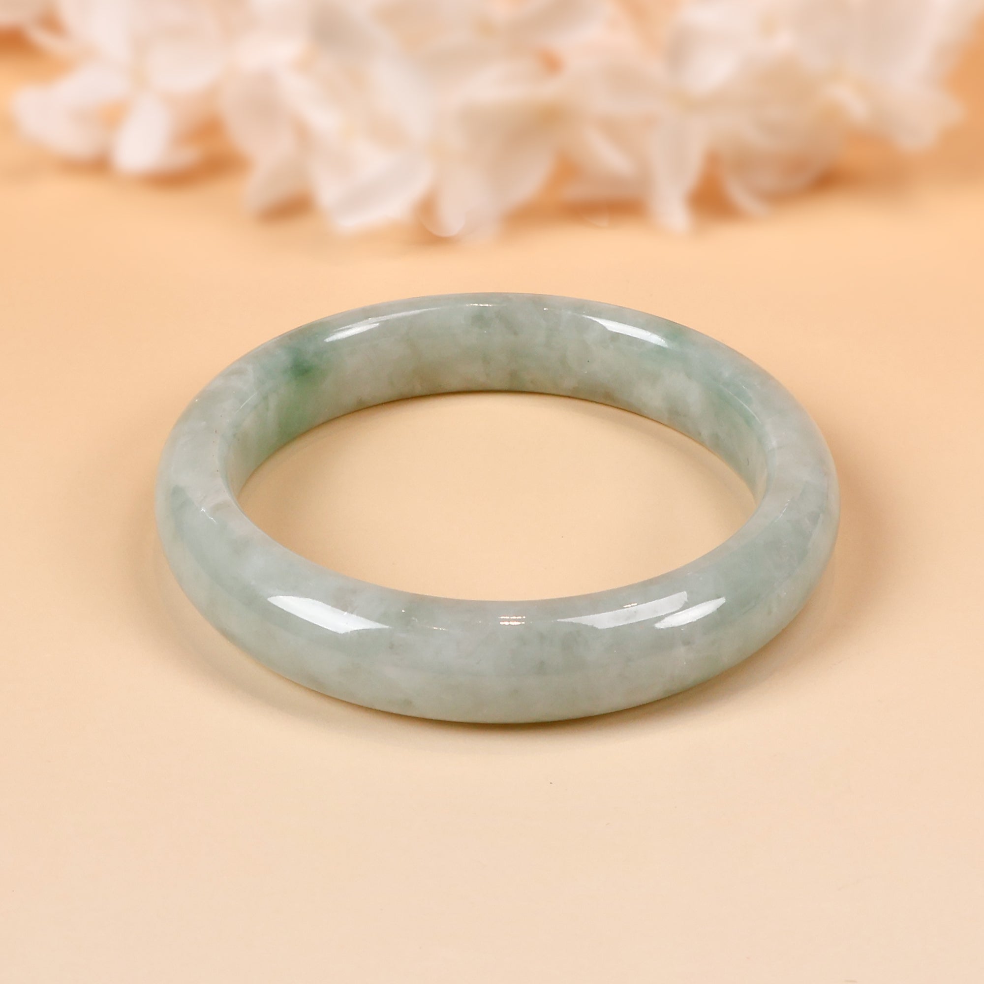 56.0mm Natural Jadeite Real Jade Green Bangle Bracelet