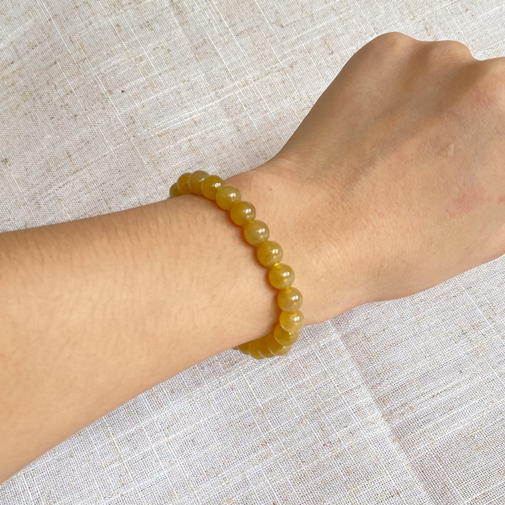 Orange Brown Jade Beaded Bracelet Natural Type A Burmese Jade