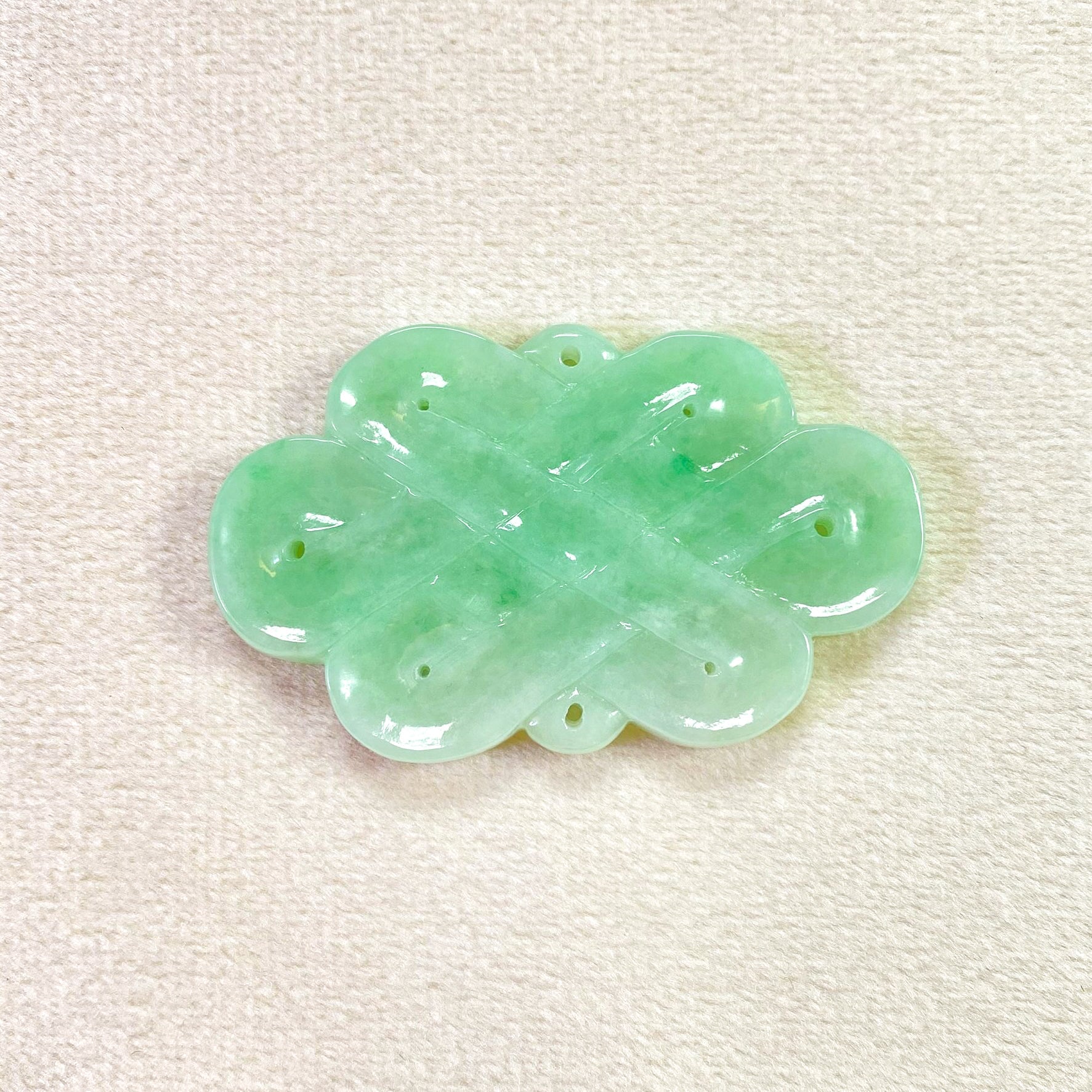 Handcrafted Green Jade "Six Knots" Pendant – Symbol of Harmony & Prosperity