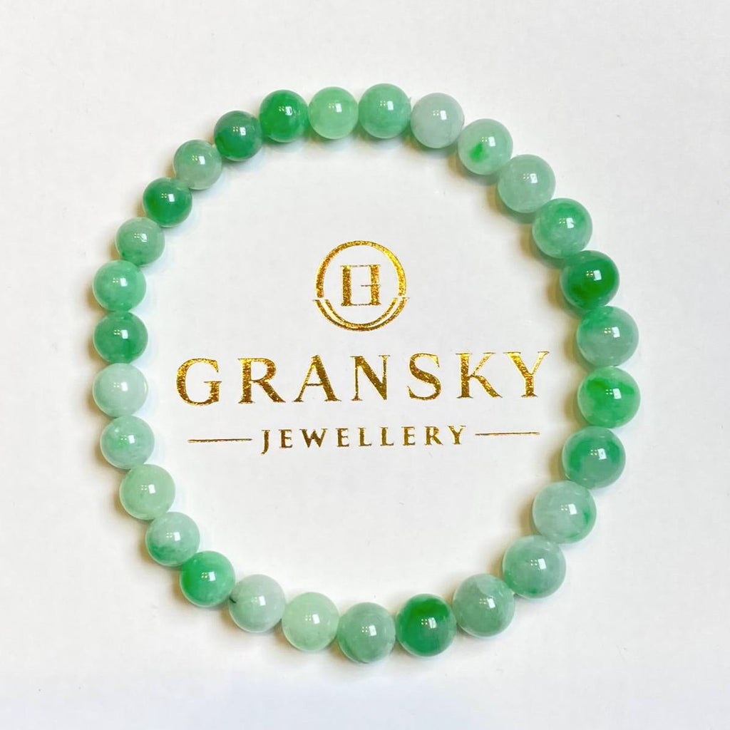 Gransky Jewellery Apple Green Jade Beaded Bracelet - 17cm