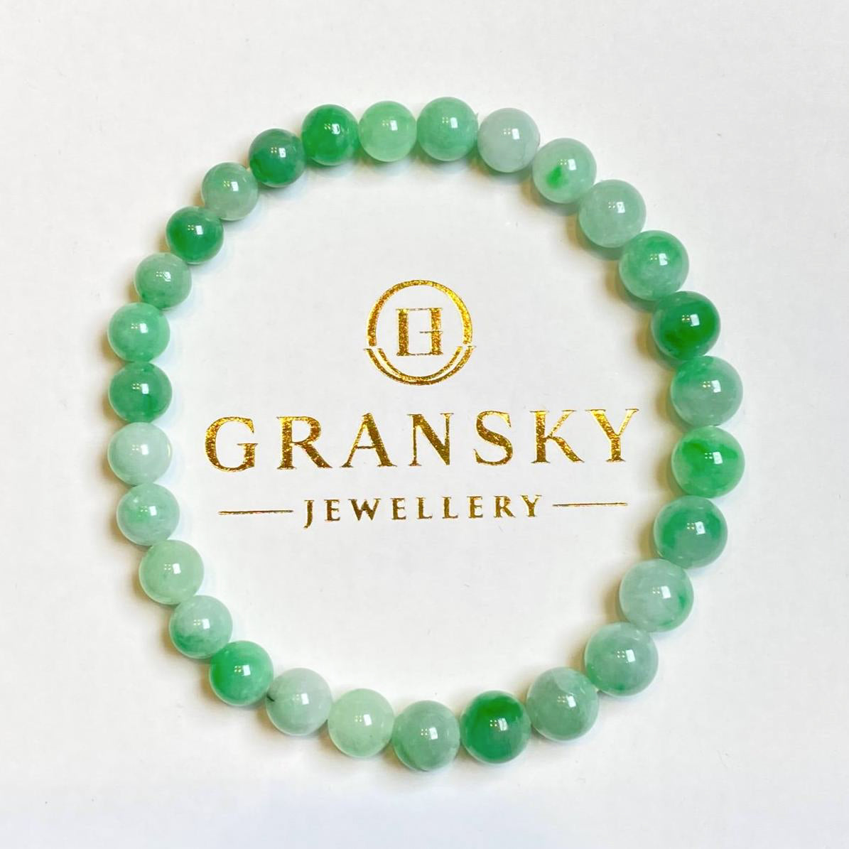 Gransky Jewellery Apple Green Jade Beaded Bracelet - 17cm