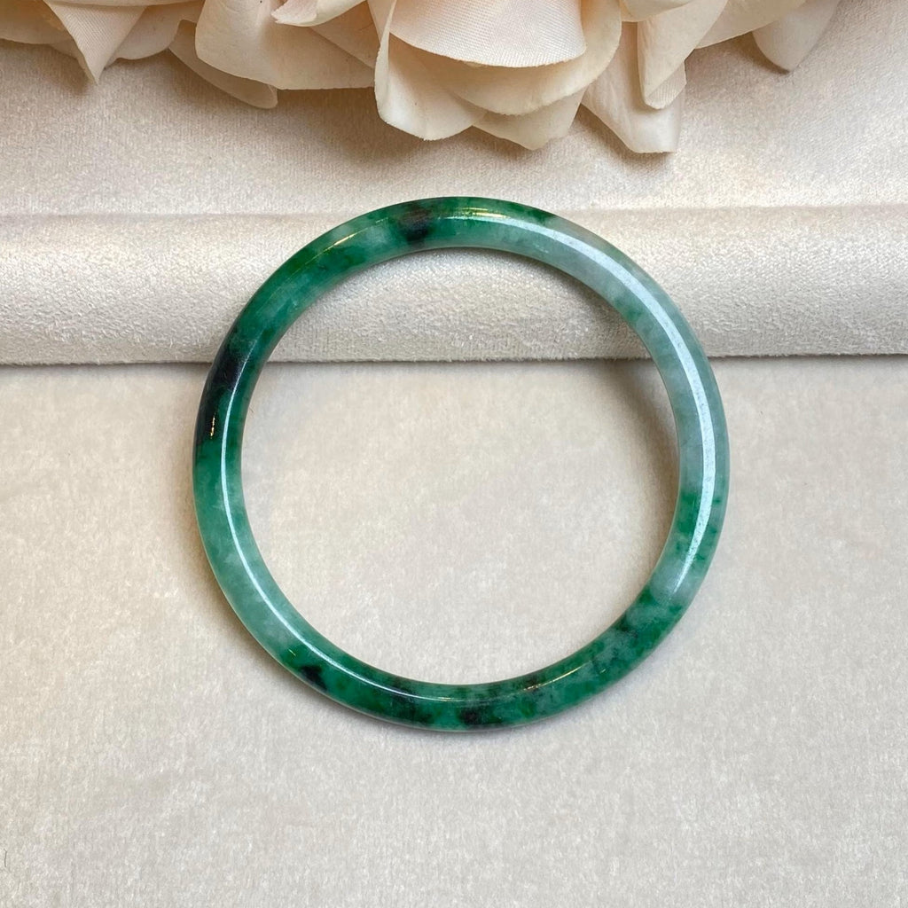 54mm Green Color Jadeite Bangle – Untreated Natural Green Burmese Jadeite