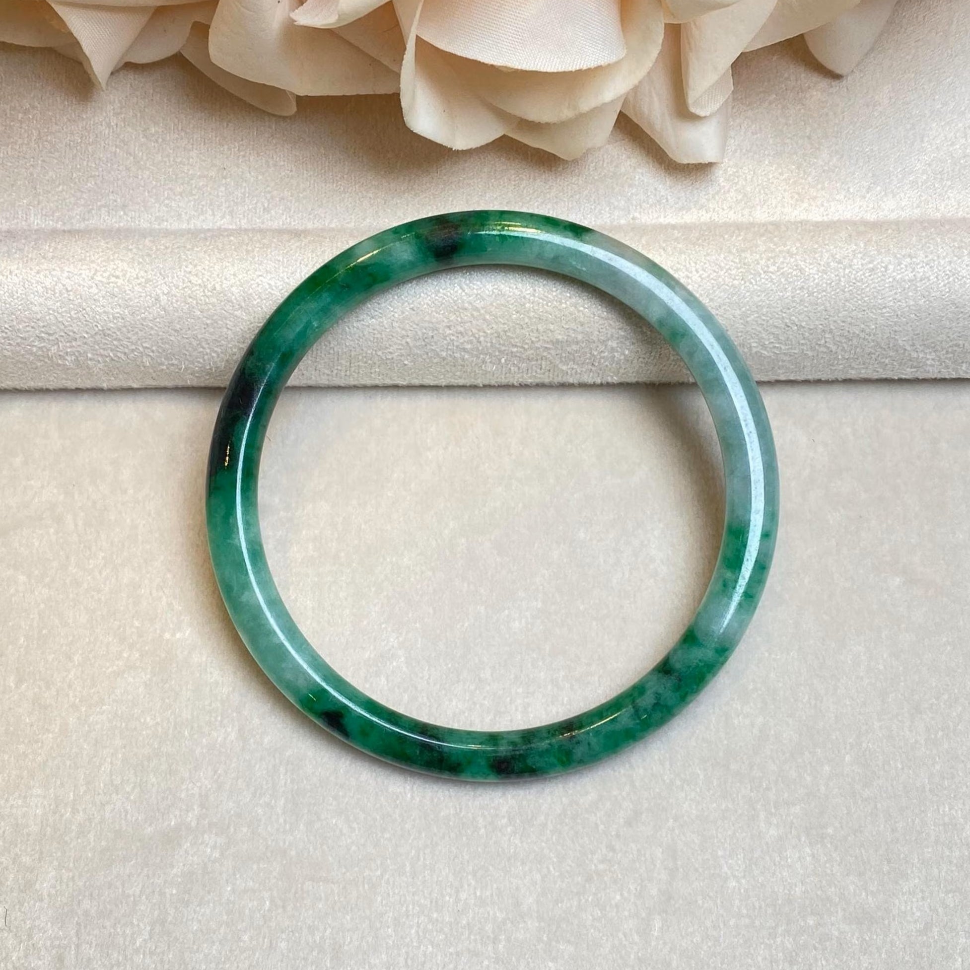 54mm Green Color Jadeite Bangle – Untreated Natural Green Burmese Jadeite