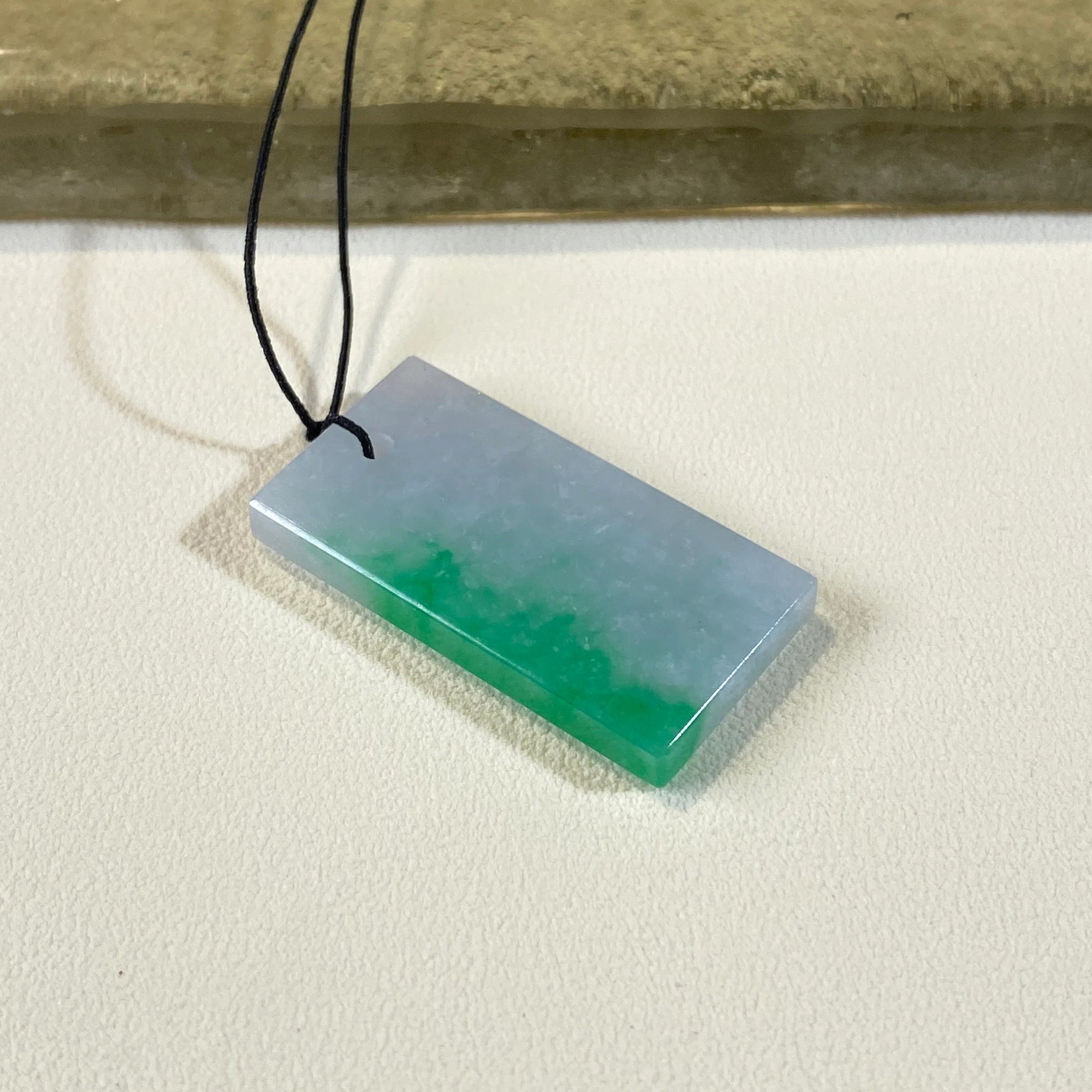 Minimalistic Gradient Green Jade Block Pendant