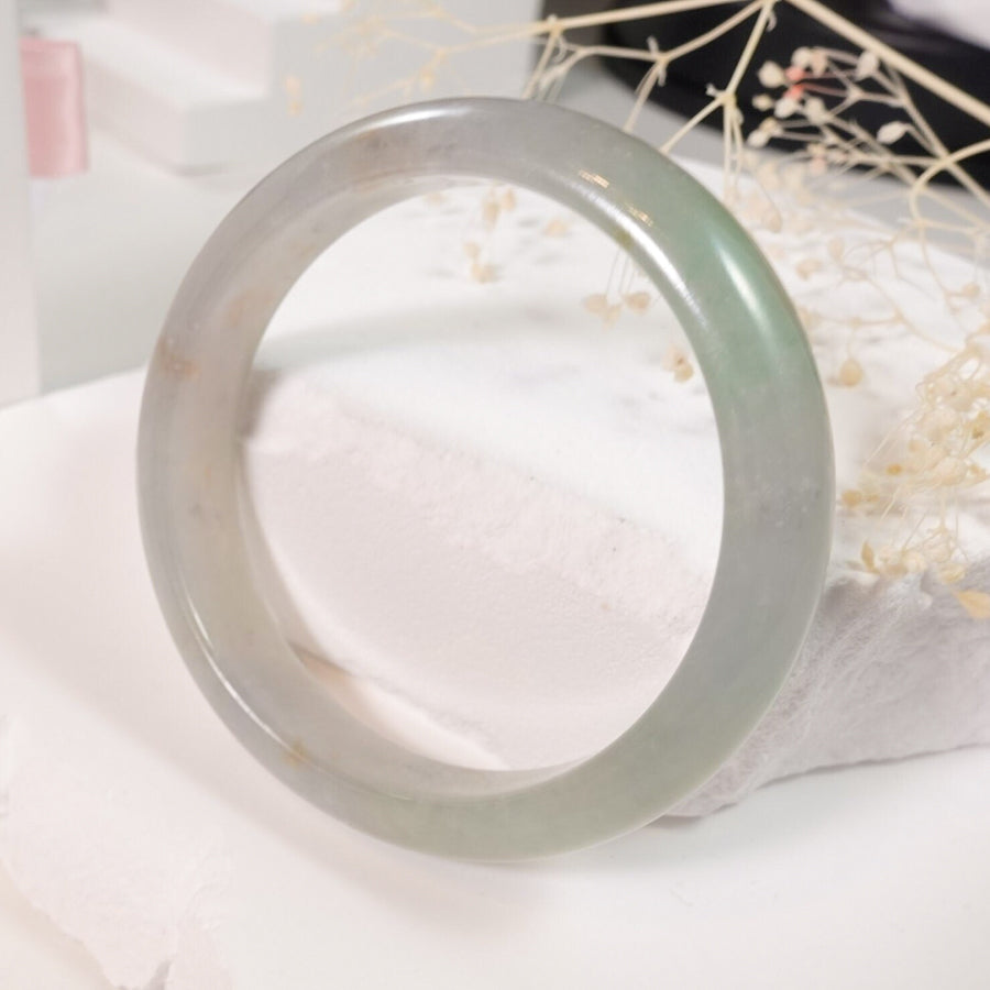 Kids Jadeite Bangle – White Grey Green Size 45.5mm Type-A Jadeite