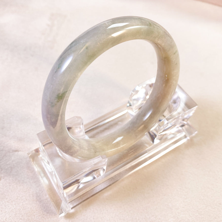 58mm Natural Jadeite Real Jade White Green Purple Bangle Bracelet