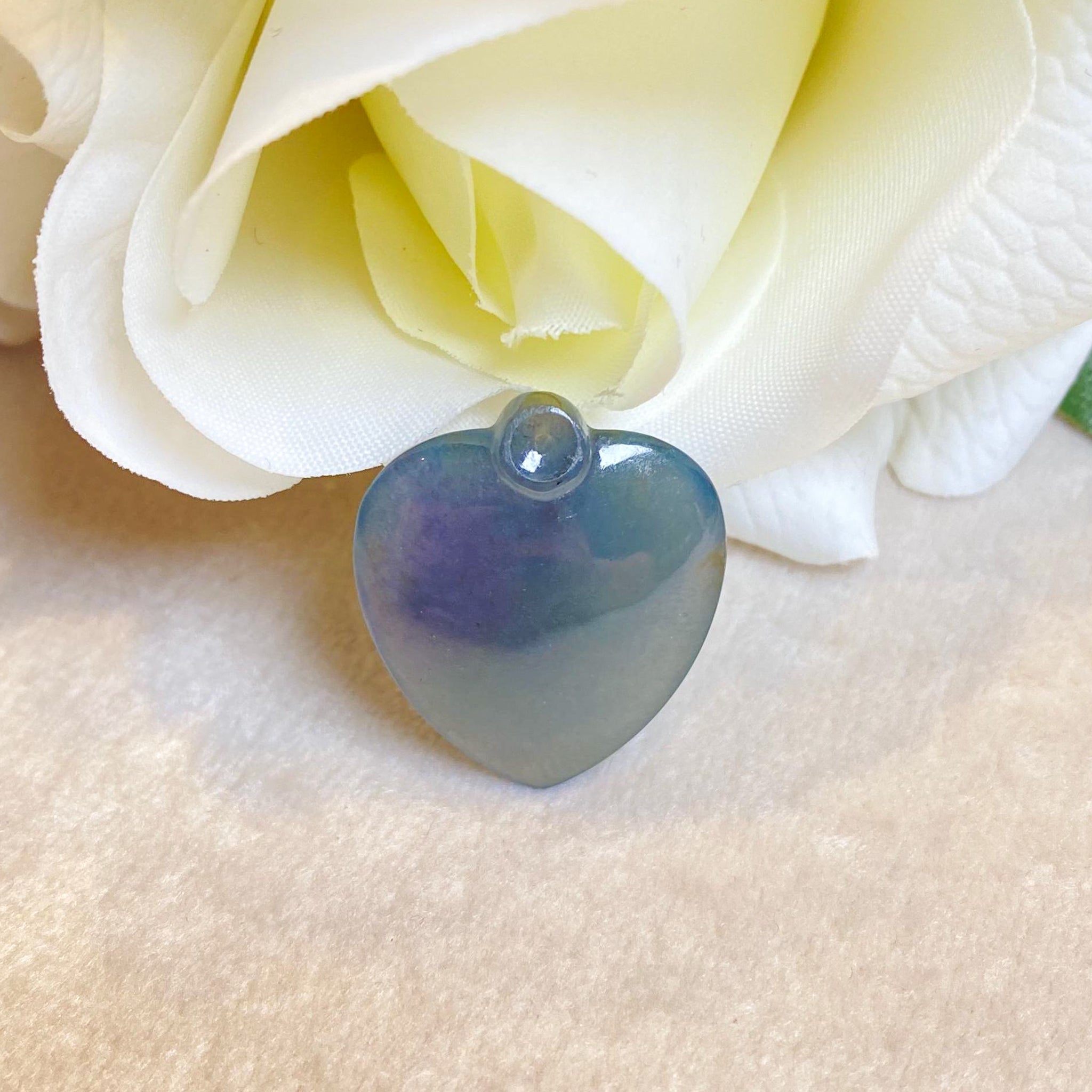 Dainty Heart Shape Purple Jade Pendant Necklace