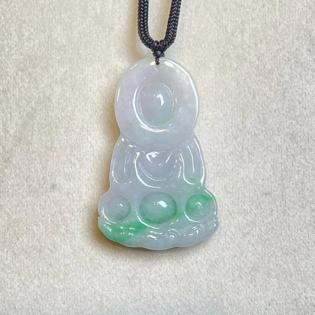 Handmade Smooth Green Guanyin Jade Pendant Necklace