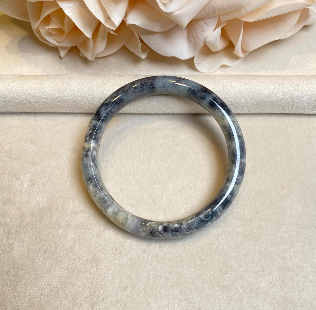 60mm Natural Black Brown Jade Bangle Bracelet - Type-A Burmese Jadeite