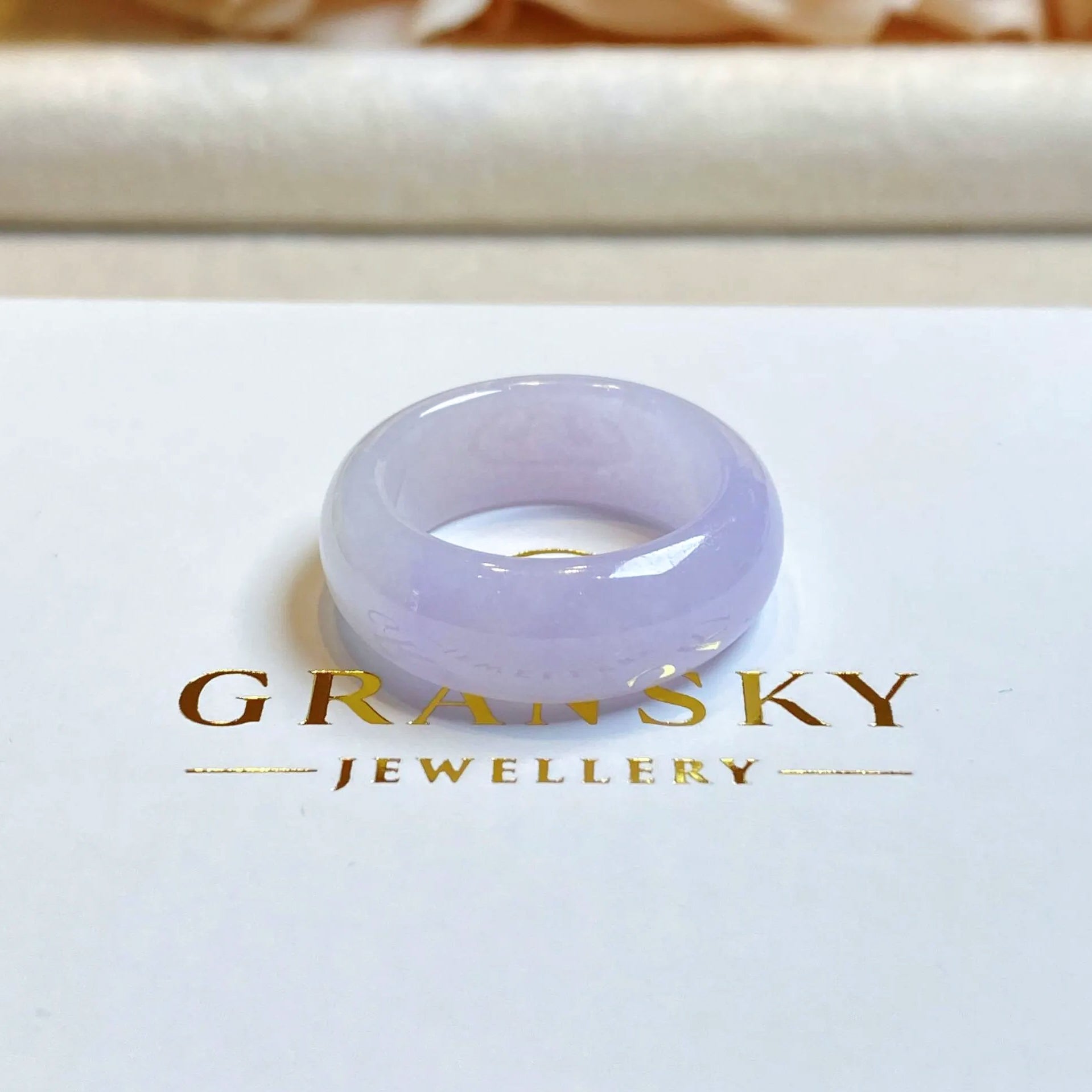 Imperial Purple Jade Ring Band - Size US 9, Vibrant & Translucent, Minimalist Elegance