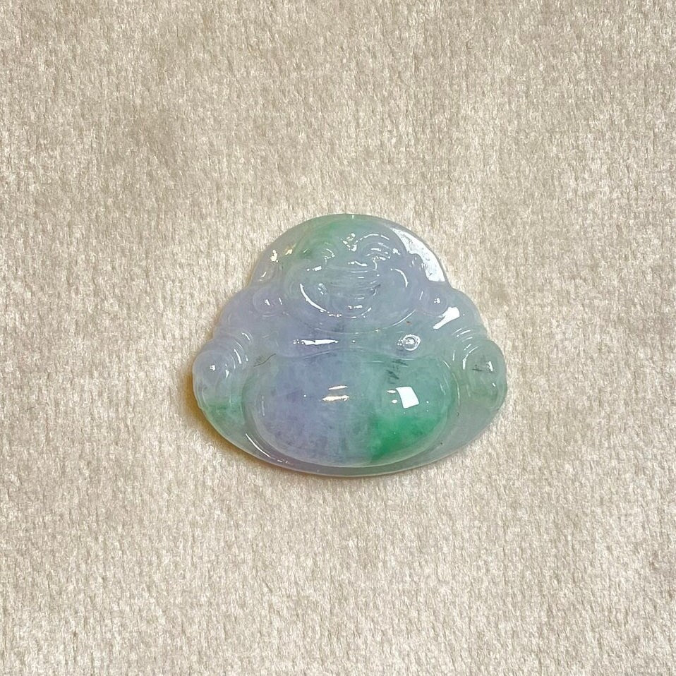 Two-Tone Green & Purple Maitreya Buddha Jade Pendant - Rare Type-A Jadeite