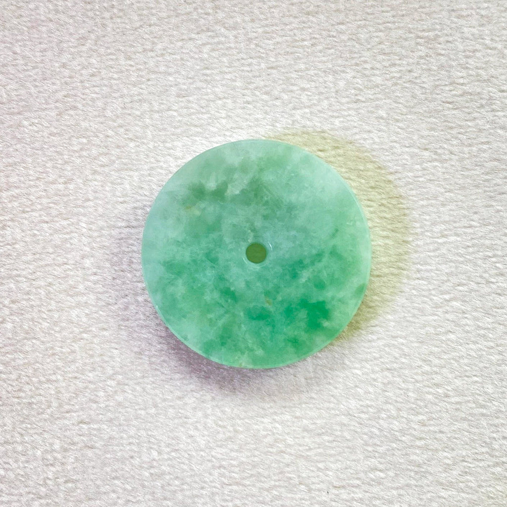 Green Jade Round Donut Pendant 24.1mm - Calming Gemstone