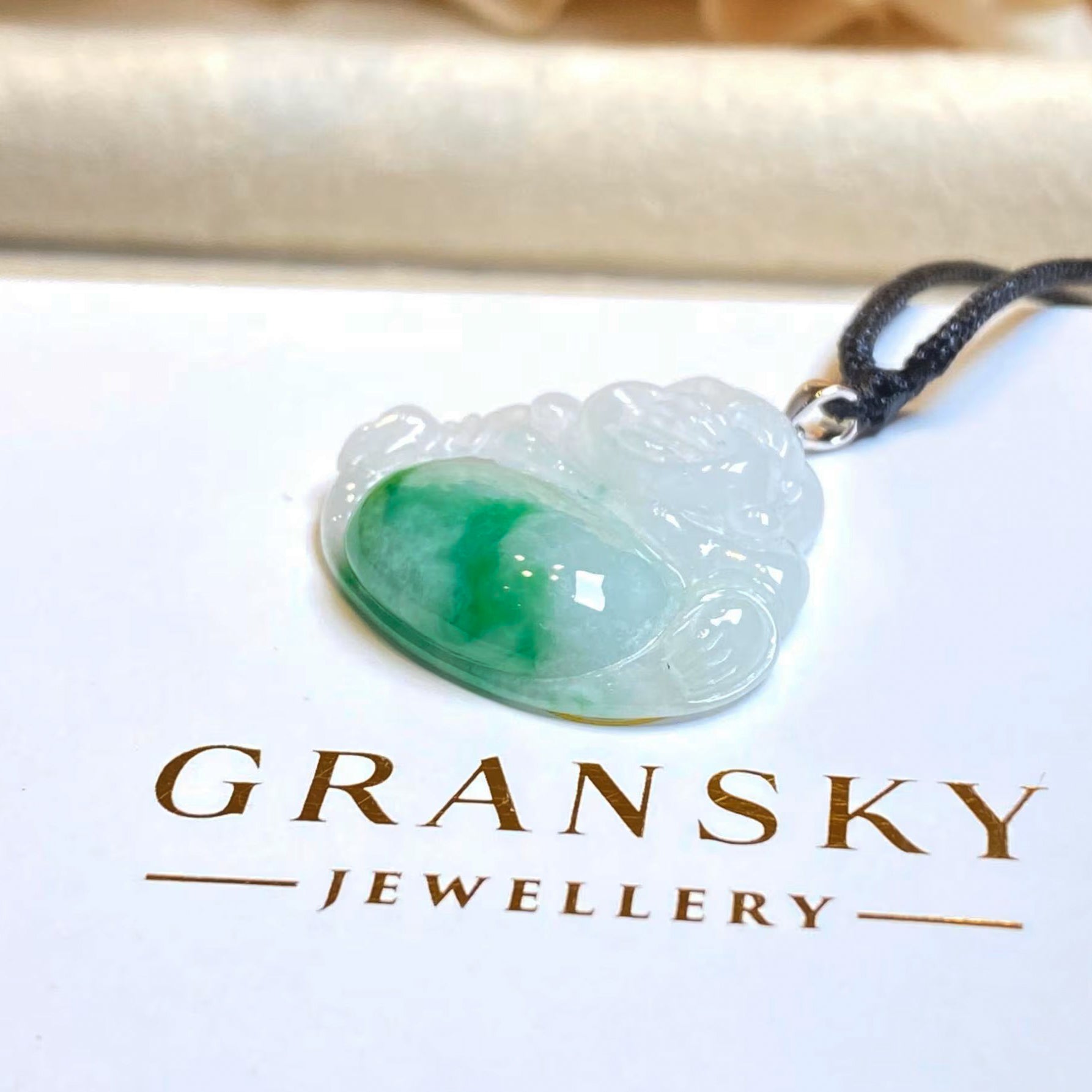 Green Jade Buddha Pendant with 18k Gold Bail - Symbol of Peace and Serenity