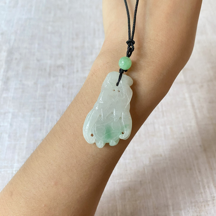 Lucky Buddha's-Hand Two Tone Jade Pendant Natural Burmese Gemstone