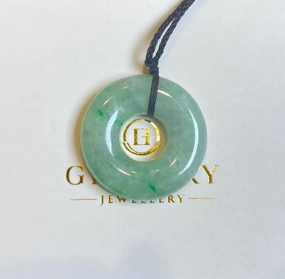 Green Jade Round Donut Pendant - Calming Gemstone