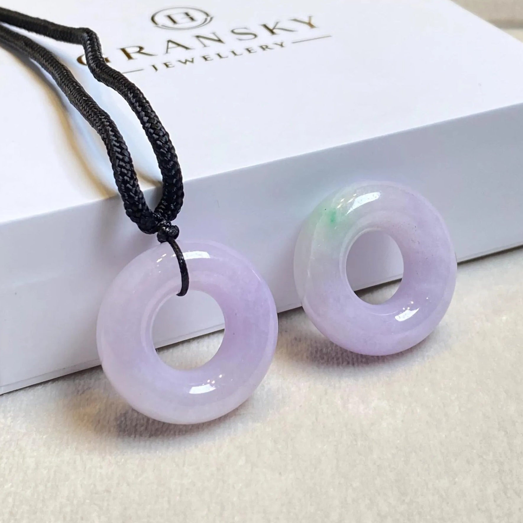 Purple Jade Round Donut Pendant 24mm - Calming Gemstone
