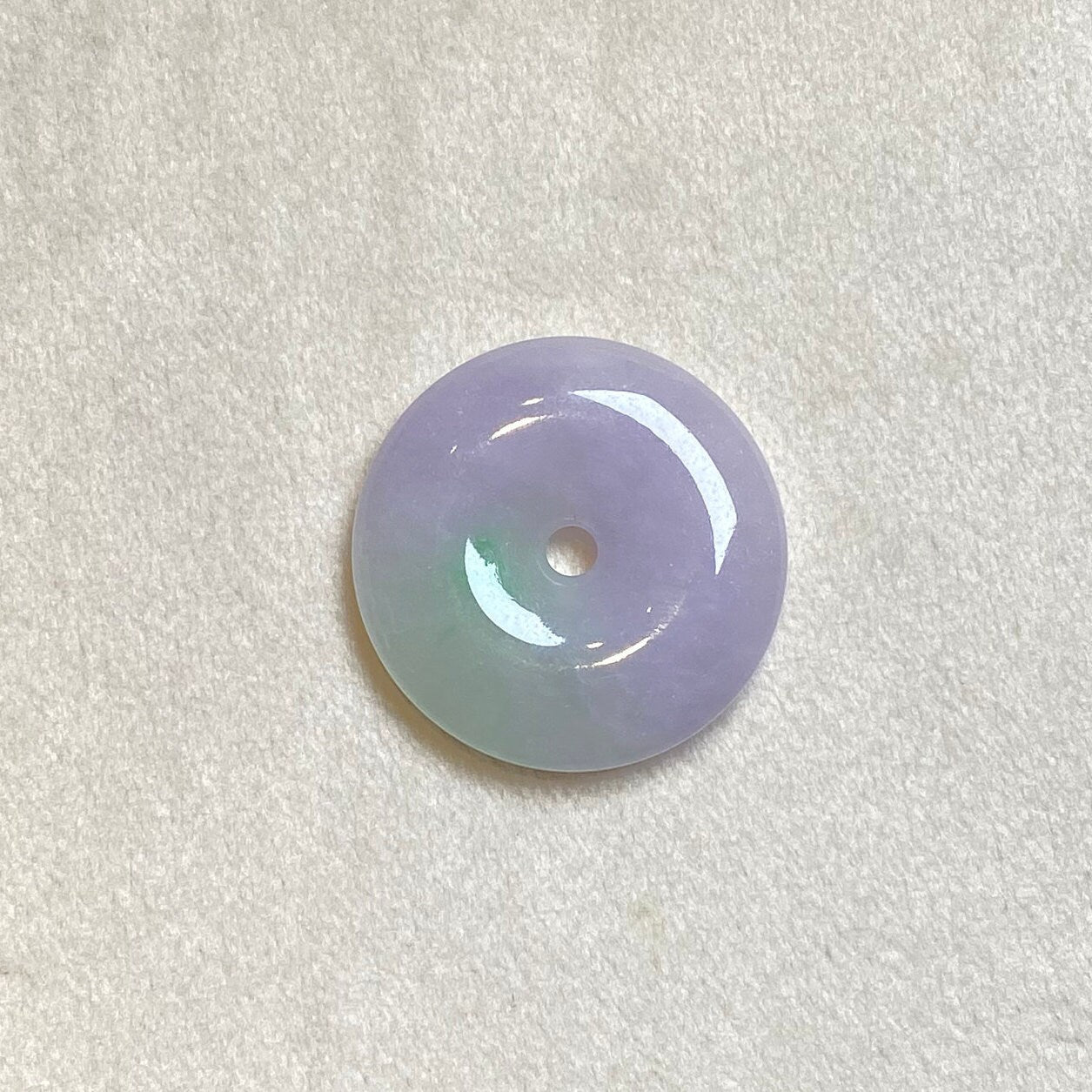 Genuine Green Purple Two-Tone Round Disc Jade Pendant
