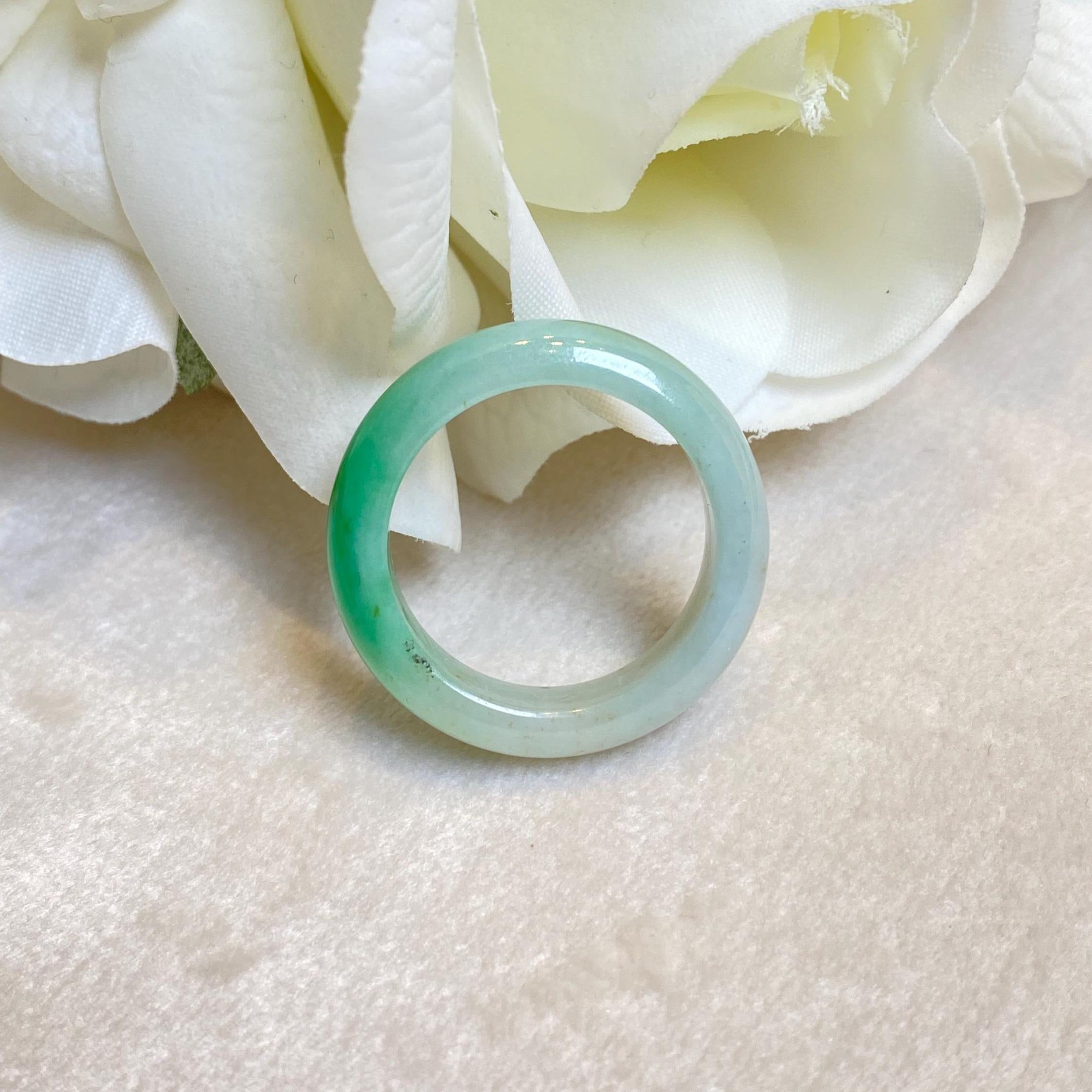 Size 9.25 Natural Type-A Burmese Green Jade Band Ring