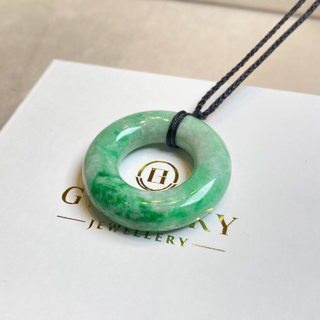 Green Jade Donut Disc Pendant