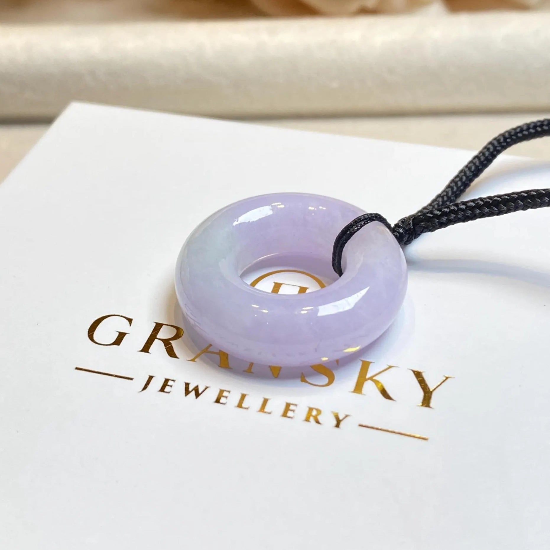 Purple Jade Round Donut Pendant 27mm - Calming Gemstone