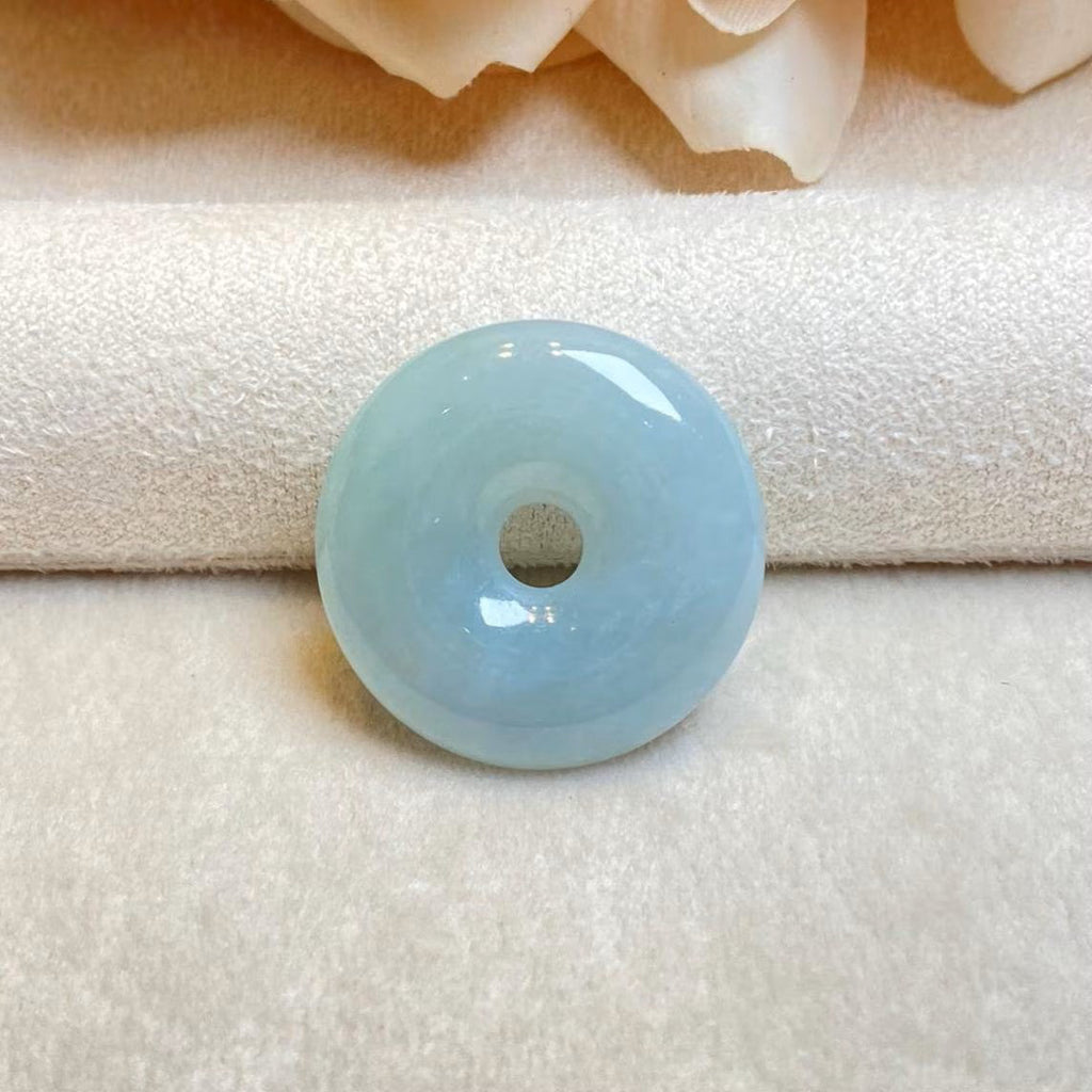 Gransky Natural Type A Ocean Blue Jade Disc Pendant
