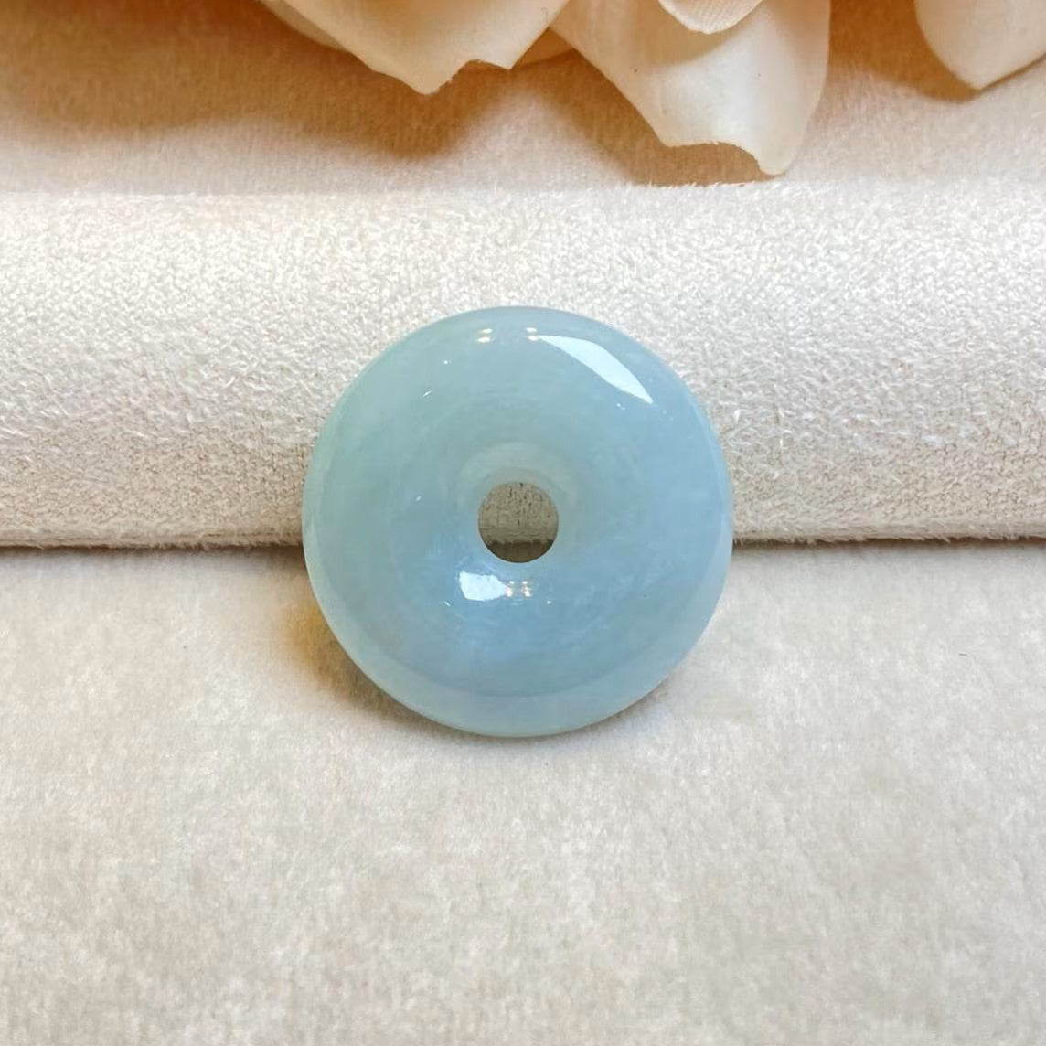 Gransky Natural Type A Ocean Blue Jade Disc Pendant