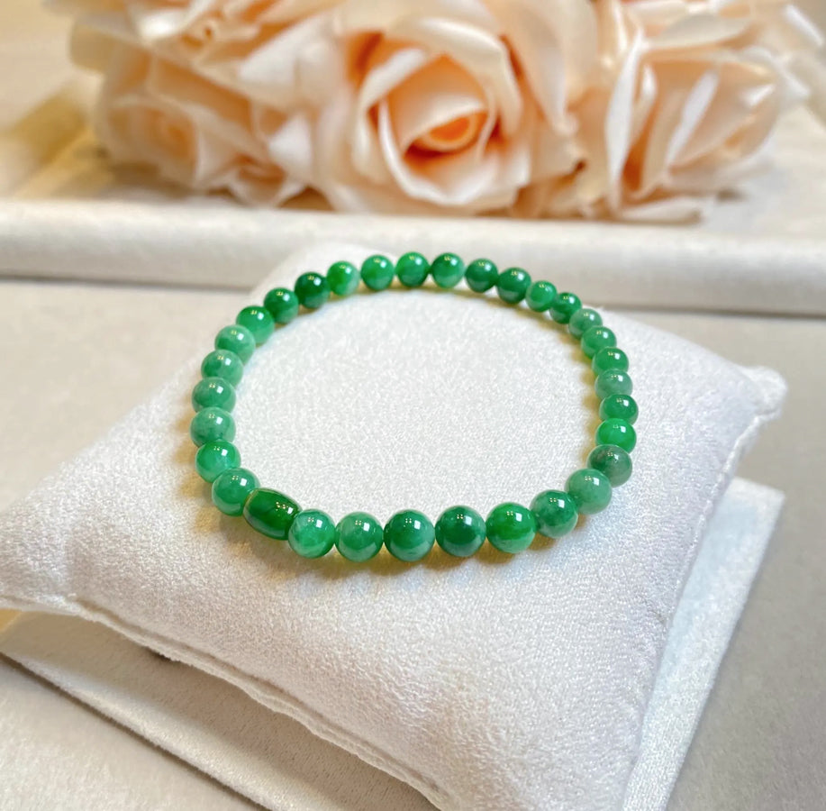 Gransky Jewellery Imperial Green Type-A Jadeite Stretch Bracelet - 17cm, 5-6mm