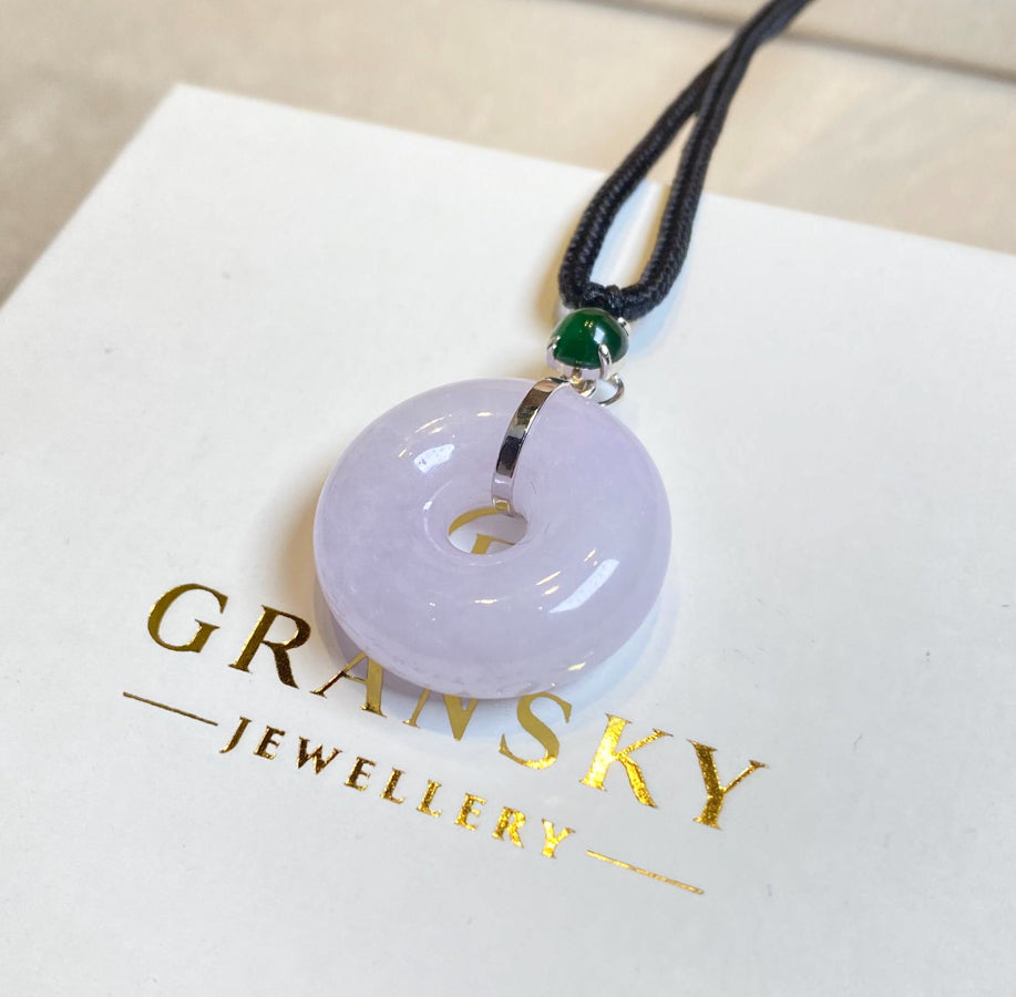 Gransky Jewellery Purple Burmese Jadeite Donut Pendant in 18k White Gold - 29.7mm