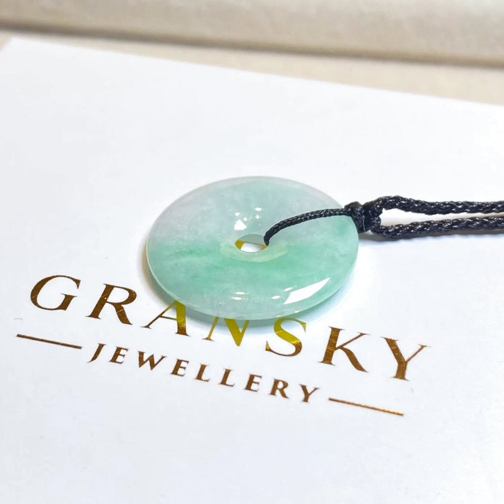 23mm Green Jade Round Donut Pendant - Calming Gemstone