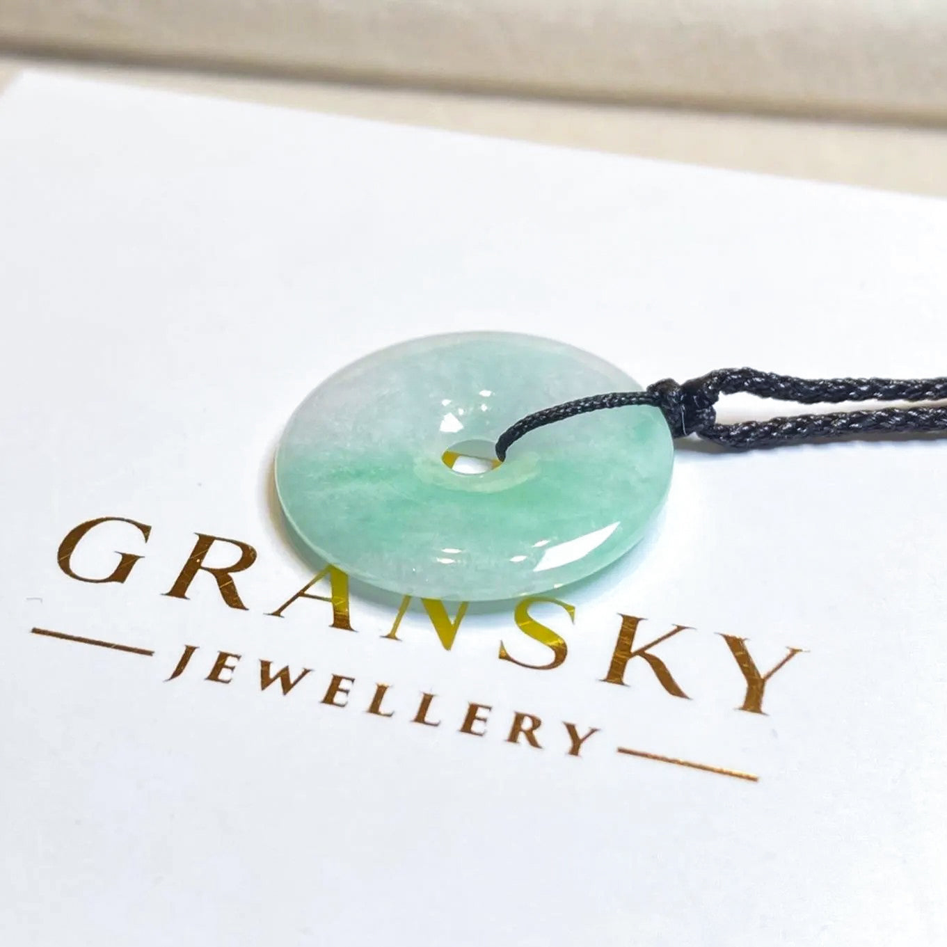 23mm Green Jade Round Donut Pendant - Calming Gemstone