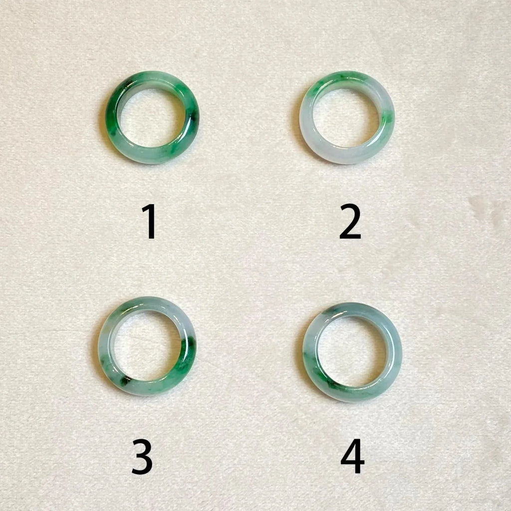 US 7 Gransky Natural Untreated Smooth Green Band Jade Ring