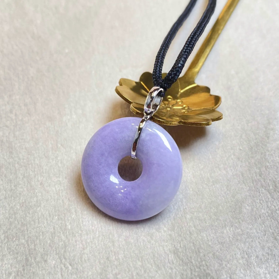 Deep Purple Jade Necklace 18k Gold Bail - Certified Natural Jadeite