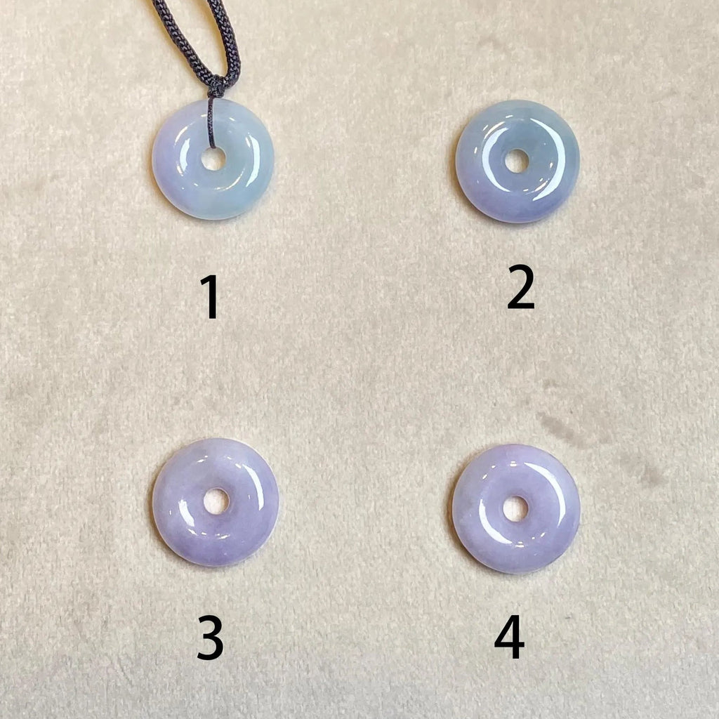 Genuine Green Purple Two-Tone Round Disc Jade Pendant