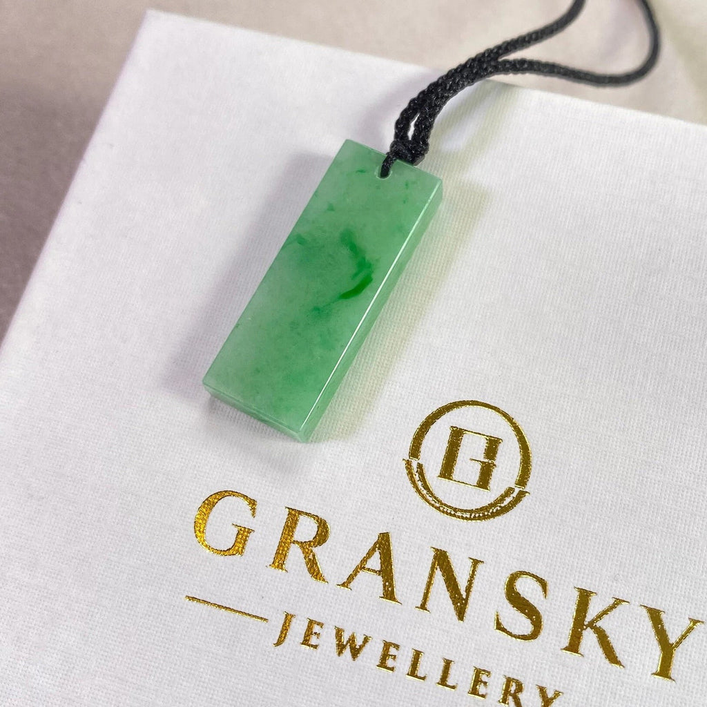 Handcrafted Rectangular Jade Block Pendant – Apple Green Elegance