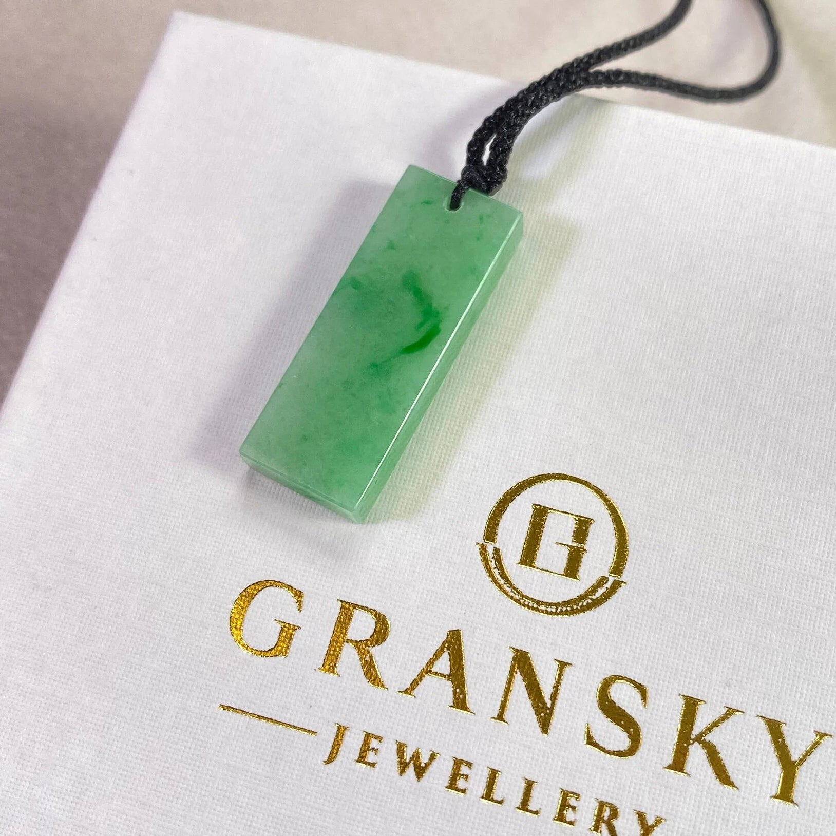 Handcrafted Rectangular Jade Block Pendant – Apple Green Elegance
