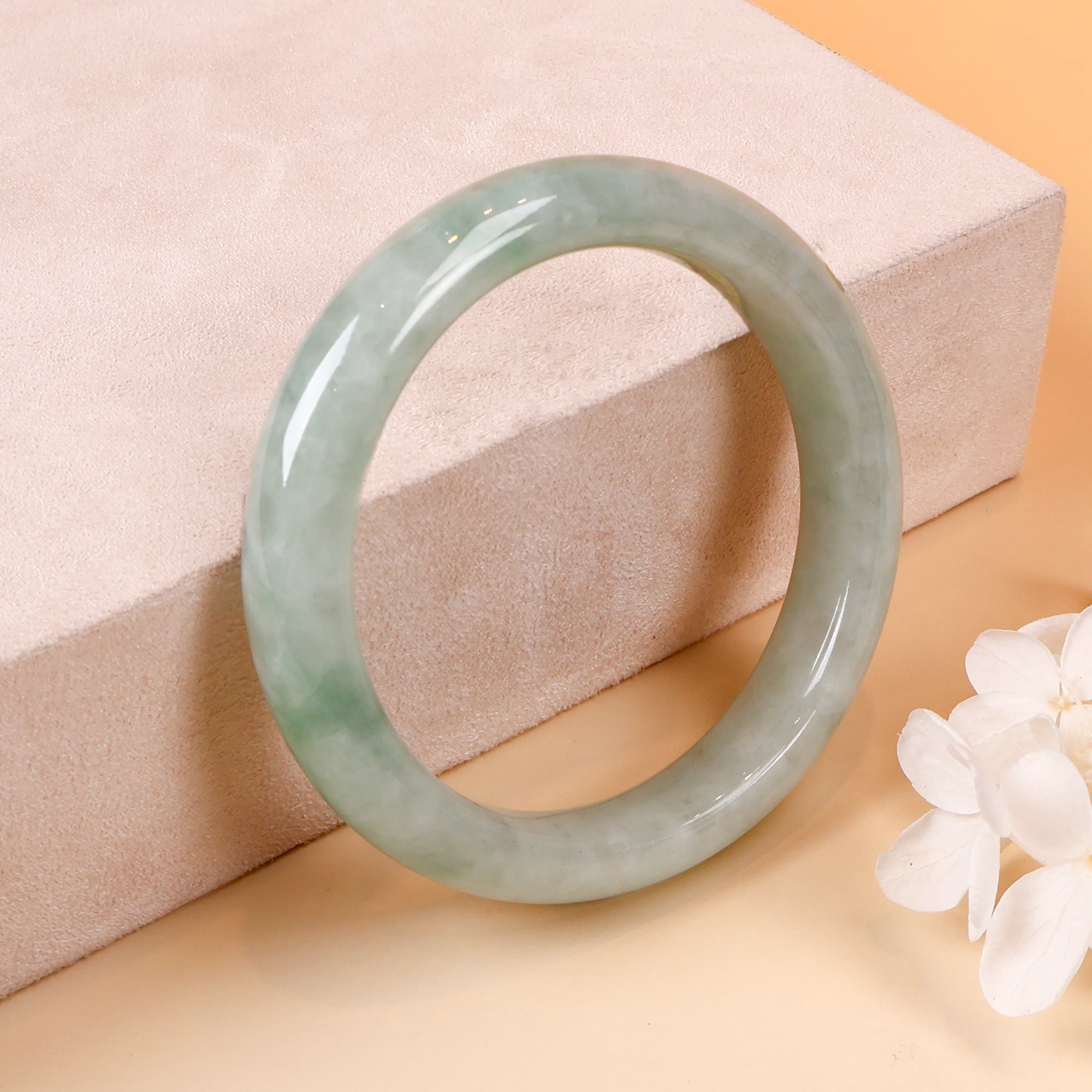 56.0mm Natural Jadeite Real Jade Green Bangle Bracelet