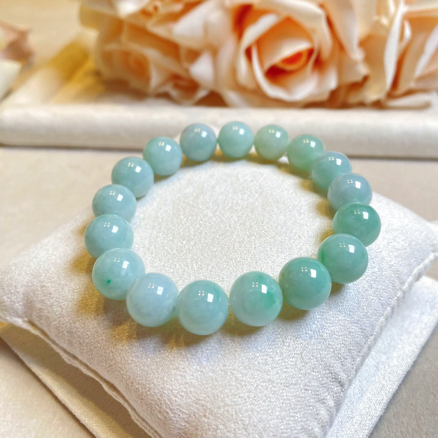 Gransky Jewellery Light Green Type-A Jadeite Stretch Bracelet - 17cm, 10-10.9mm