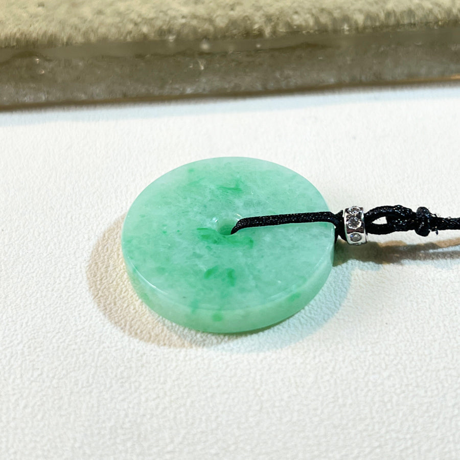 Burmese Jadeite Jade Lucky Apple Green Jade Donut Pendant