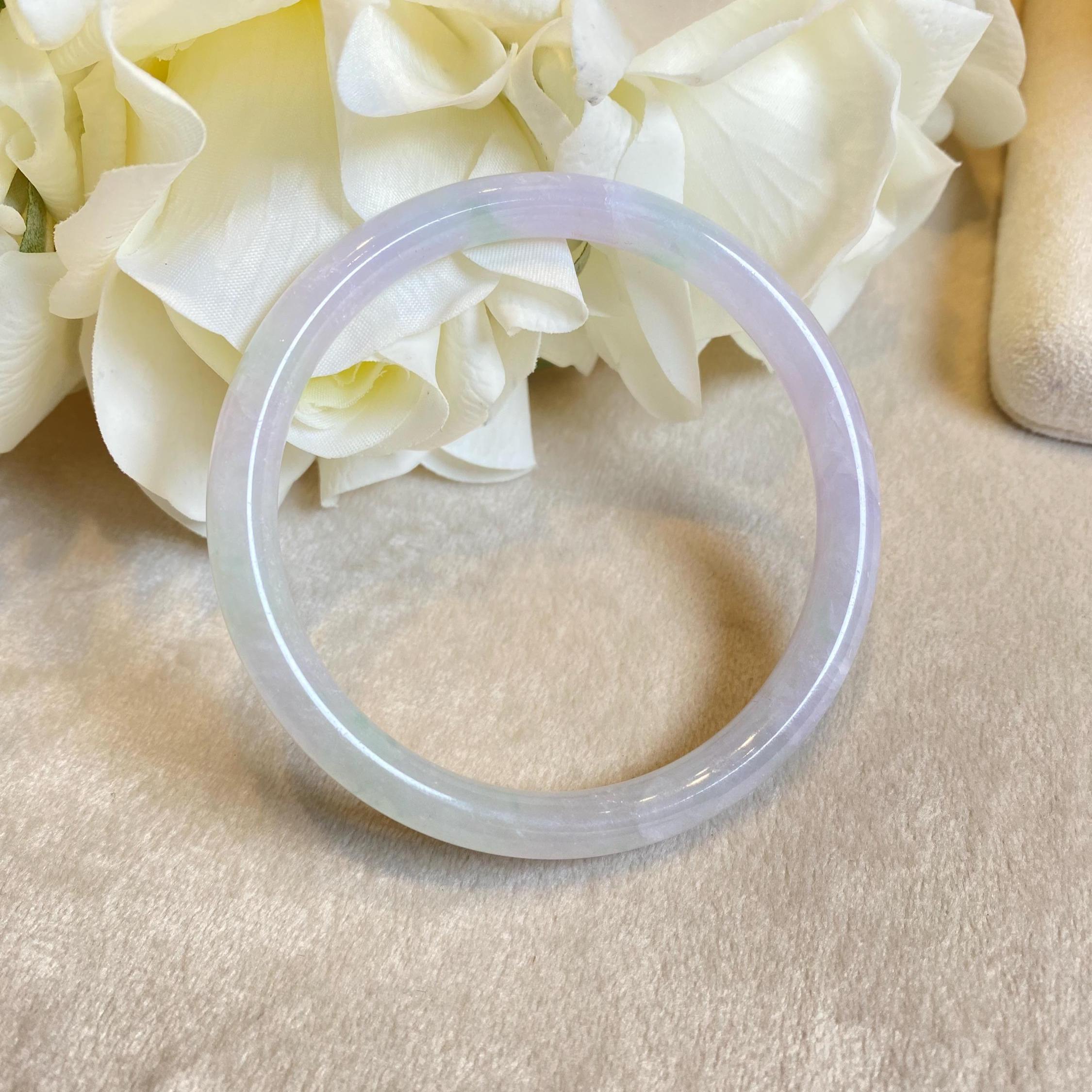 59.5mm Purple & Green Jadeite Bangle – Untreated Burmese Jadeite