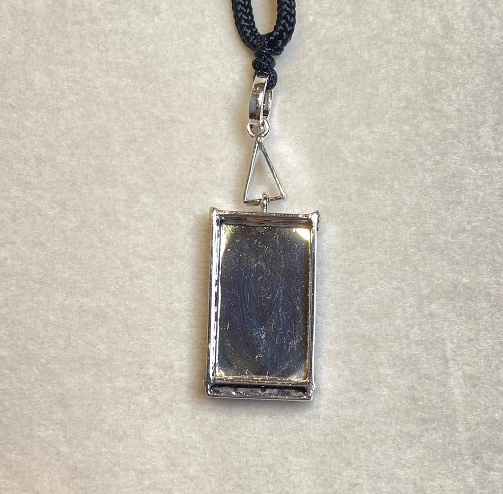Black Burmese Jadeite Pendant in 18K White Gold with Diamonds